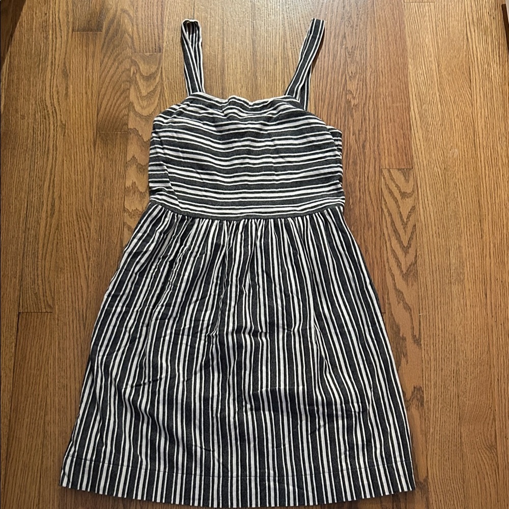 LOFT Black and White Striped Mini Dress